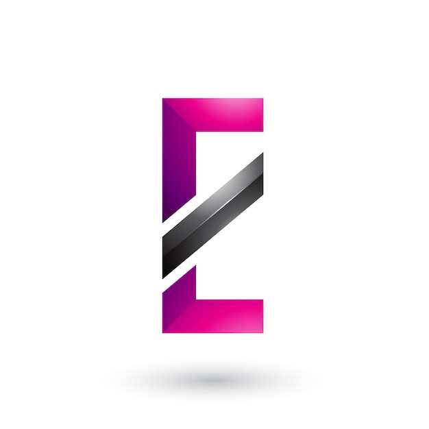 Пурпурная и черная буква E с векторной иллюстрацией диагональной линии