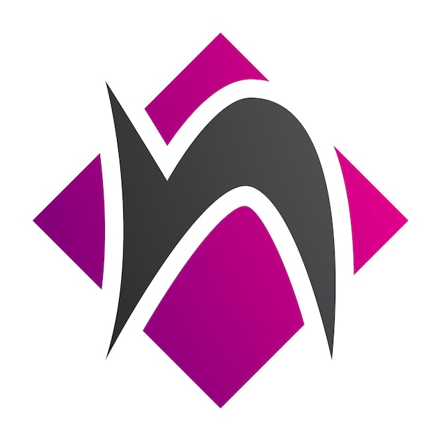 Vector magenta and black letter n icon with a square diamond shape