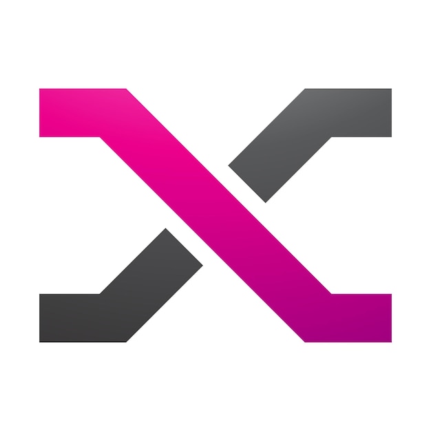 Magenta and Black Letter X Icon with Crossing Lines