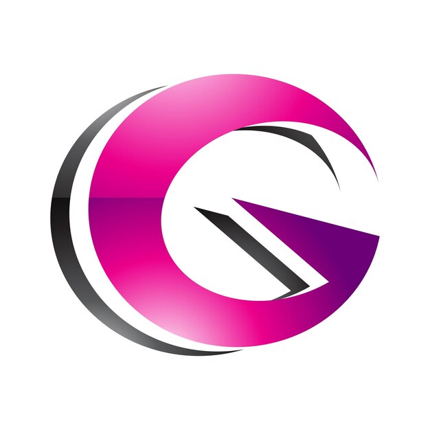 Magenta and Black Round Layered Glossy Letter G Icon
