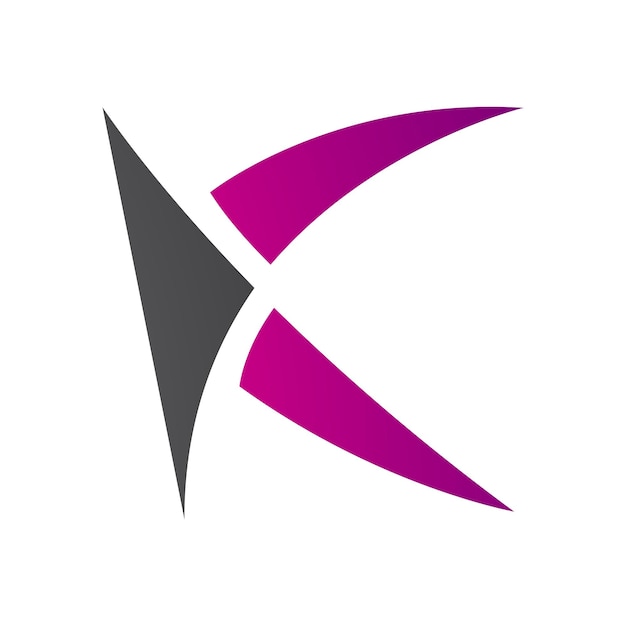 Magenta and Black Spiky Letter K Icon