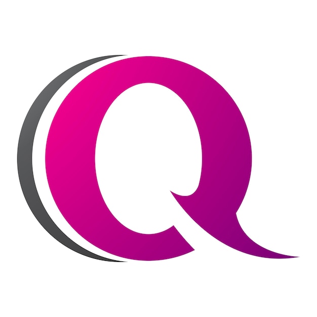 Magenta and Black Spiky Round Shaped Letter Q Icon