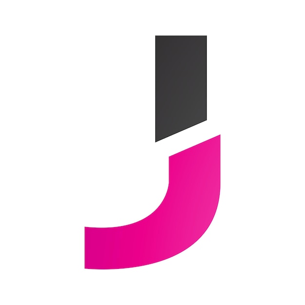 Vector magenta and black split shaped letter j icon