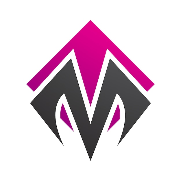 Magenta and Black Square Diamond Shaped Letter M Icon