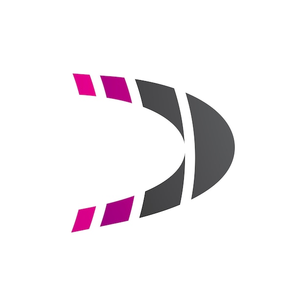 Vector magenta and black striped letter d icon