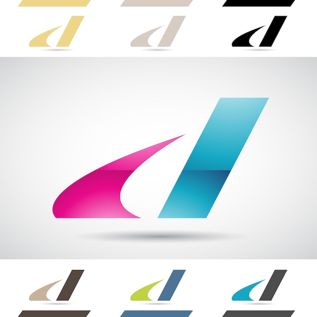 Пурпурный и синий глянцевый абстрактный логотип иконы курсивной полужирной буквы D