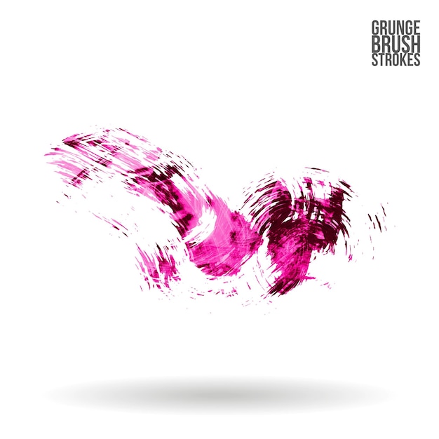 Magenta brush stroke and texture. Grunge vector abstract hand - painted element.