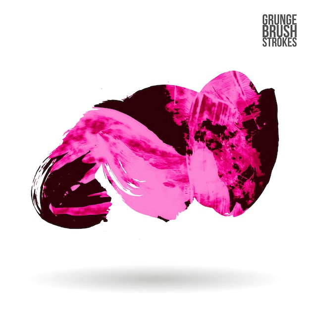 Magenta brush stroke and texture. Grunge vector abstract hand - painted element.