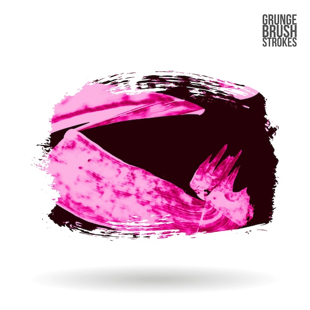 Magenta brush stroke and texture. Grunge vector abstract hand - painted element.