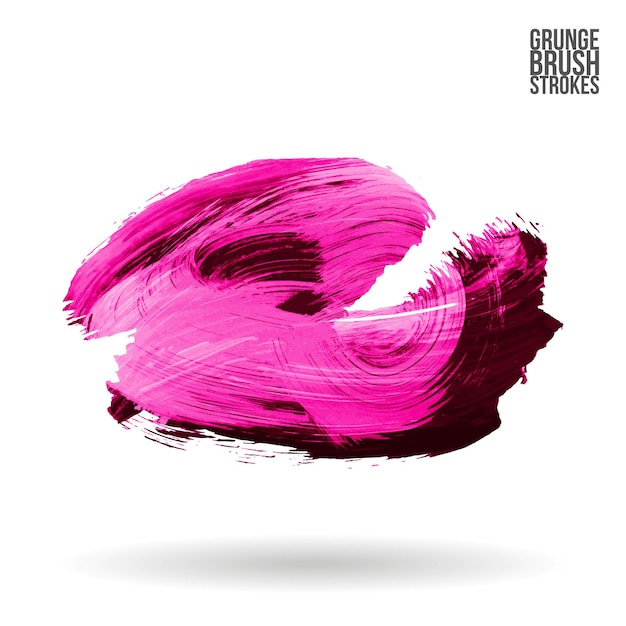 Magenta brush stroke and texture. Grunge vector abstract hand - painted element.