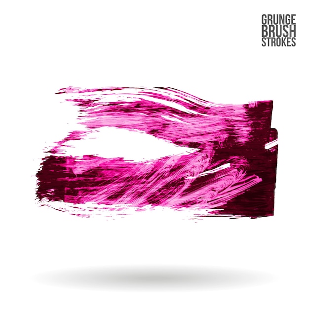 Magenta brush stroke and texture. Grunge vector abstract hand - painted element.