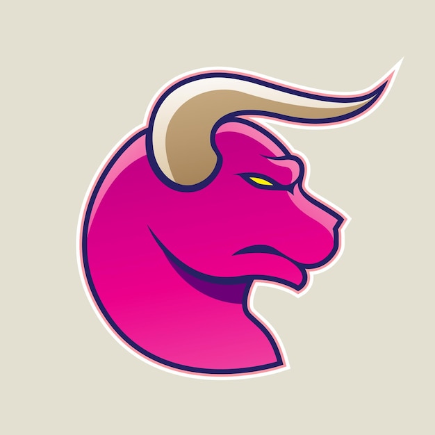 Magenta Cartoon Stier Pictogram Vectorillustratie