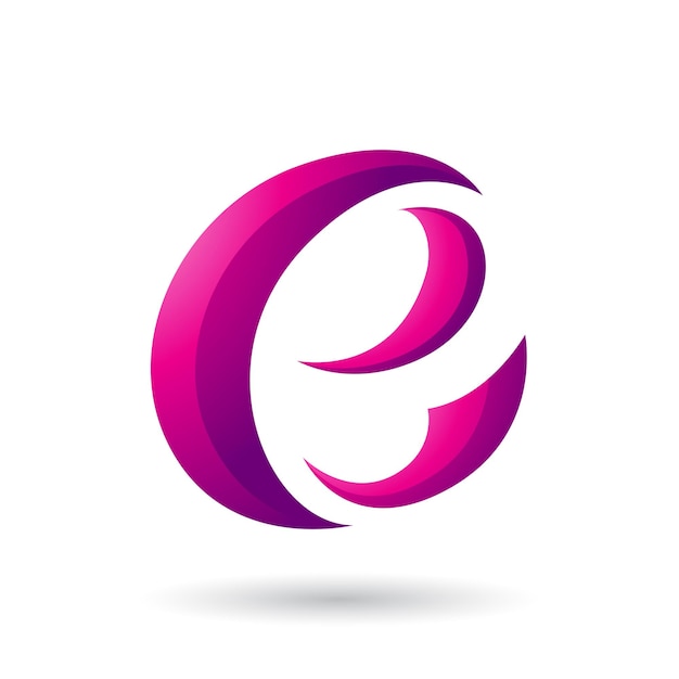 Буква E в форме пурпурного полумесяца. Векторная иллюстрация