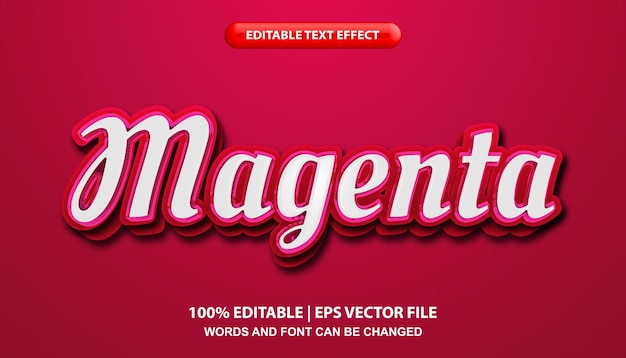 Magenta editable text effect template, bold font style with glossy effect in magenta color
