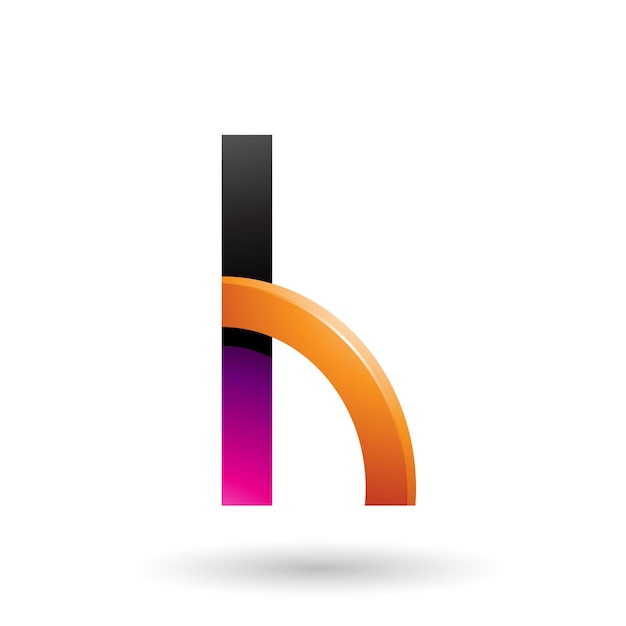 Vector magenta en oranje letter h met een glanzende kwartcirkel vectorillustratie