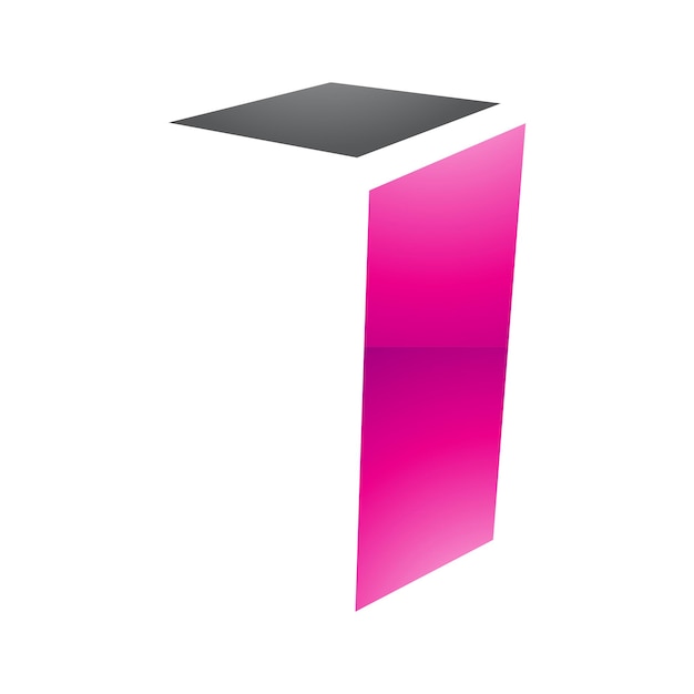 Magenta en zwart glanzende gevouwen letter I Icon