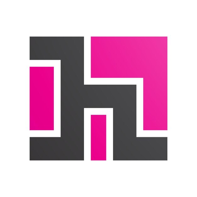 Magenta en zwart vierkant gevormd letter H-pictogram