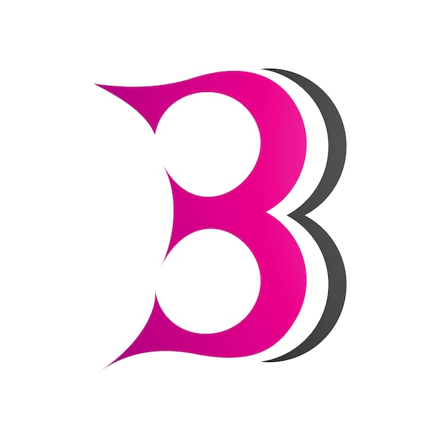 Vector magenta en zwarte bochtige letter b-pictogram dat lijkt op nummer 3