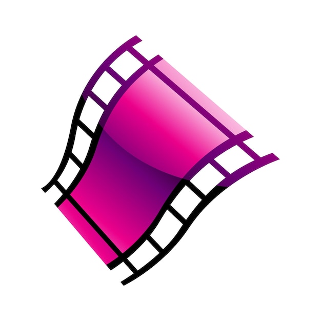 Vector magenta film reel on a white background
