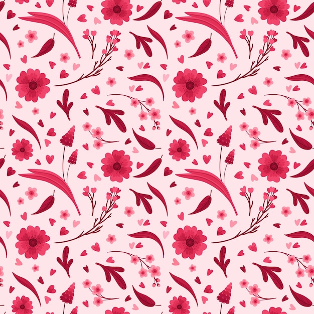 Magenta floral seamless pattern Red and pink flowers Endless repeat template