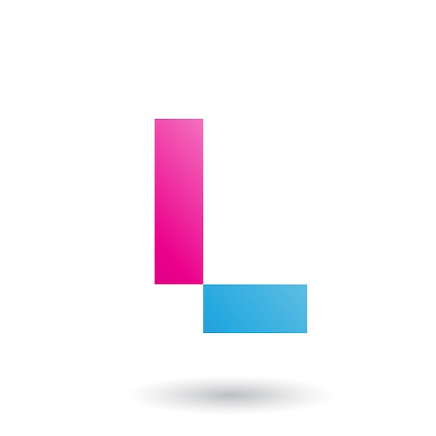 Magenta letter L met rechthoekige vormen vectorillustratie