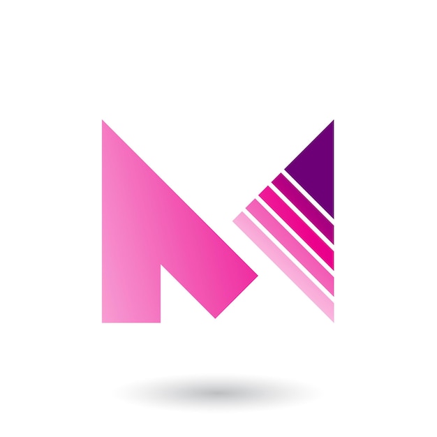 Magenta Letter M with a Diagonally Striped Triangle Vector Illustration