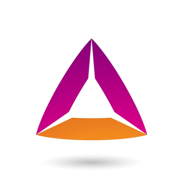 Magenta and Orange Triangle with Bowed Edges Vector Illustration