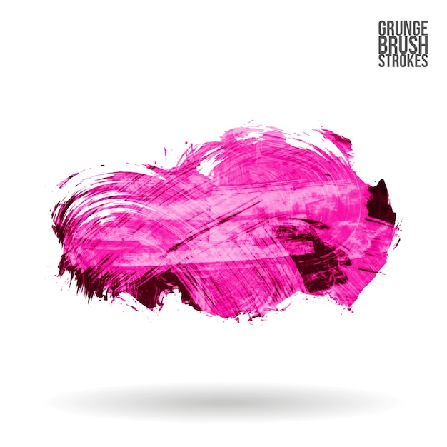 Magenta penseelstreek en textuur. Grunge vector abstracte handgeschilderde element.