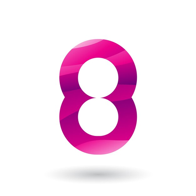 Magenta Round Icon for Number 8 Vector Illustration