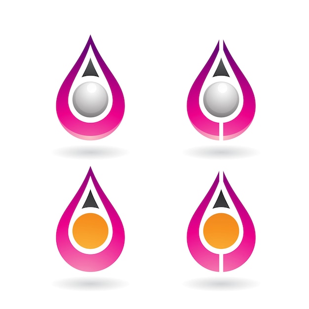 Magenta Water Drops with Grey Pearls