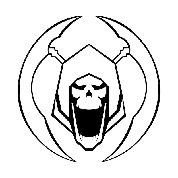 Magere hein vector zwart-wit logo ontwerp sjabloon illustratie