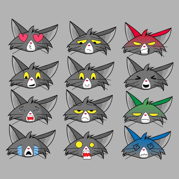 Magere kat emoticon set