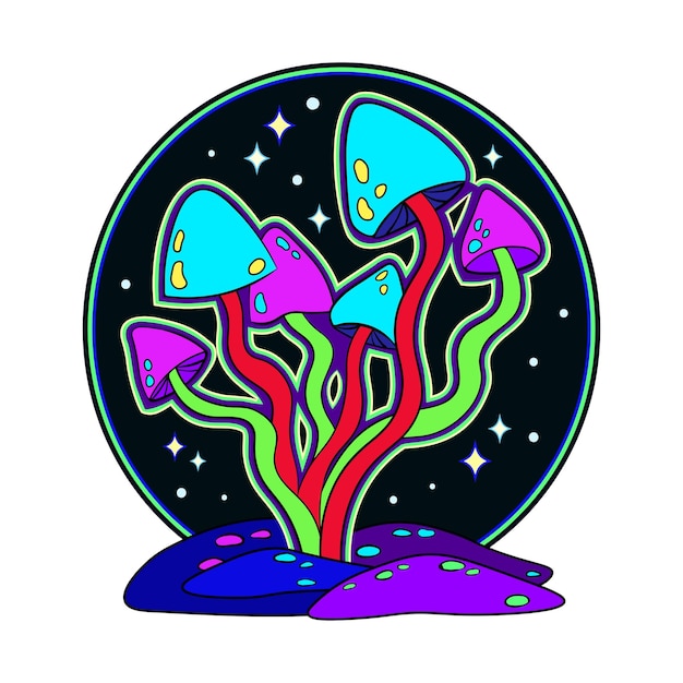 Magic acid trippy paddestoelen print voor tshirt