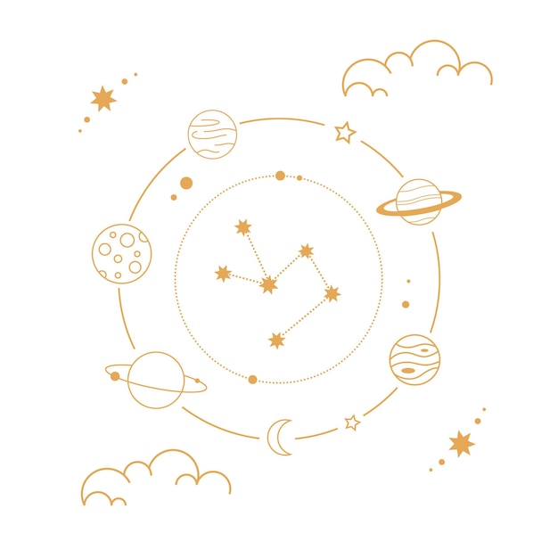 magic and astrological symbols. mystical signs, star, zodiac, tarot cards. vector illustration