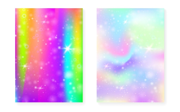 Magic background with princess rainbow gradient kawaii unicorn