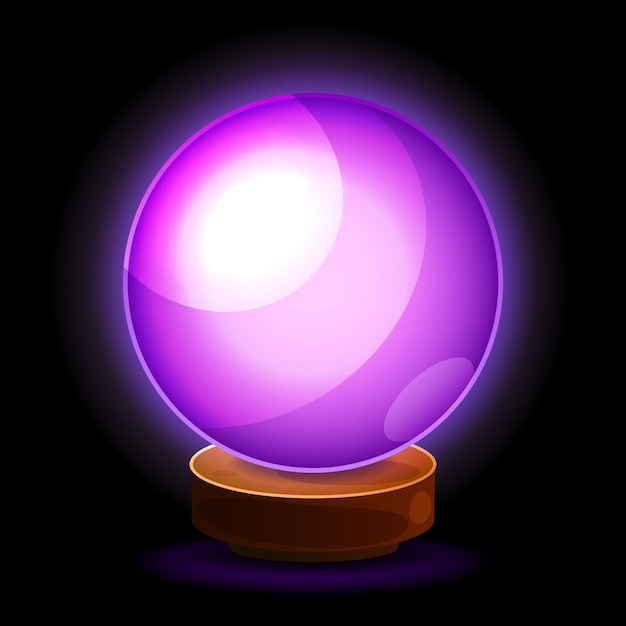 Вектор Волшебный шар изолятор реалистичный 3d значок хрустальный магический круг предсказать будущее