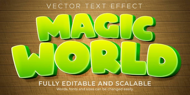 Вектор Волшебный мультяшный текстовый эффект, редактируемый комикс и смешной текстовый стиль
