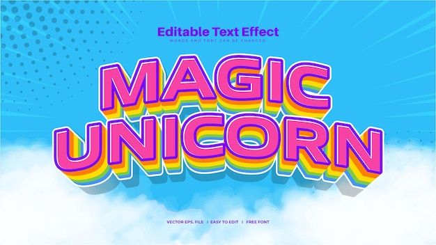 Vector magic colorful unicorn text effect