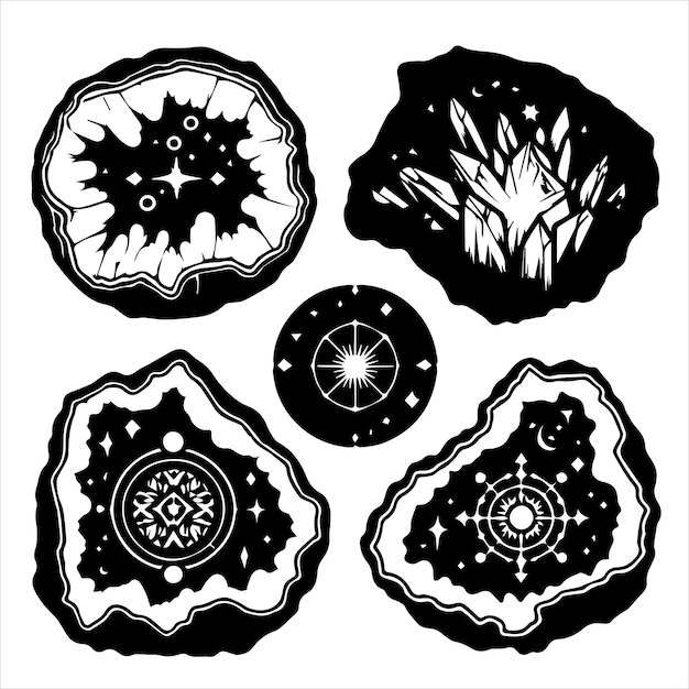 Magic Crystal Vector illustratie in zwart-wit collectie