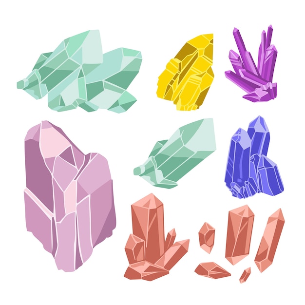 Vector magic crystals, gems, game,  drawing