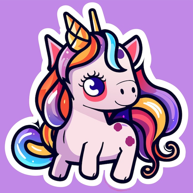 Magic cute unicorn hand drawn cartoon sticker icon concept isolated illustration