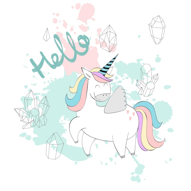 Vector magic cute unicorn