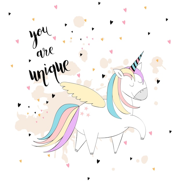 Vector magic cute unicorn