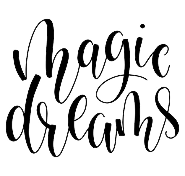 Magic dreams black vector illustration isolated on white background