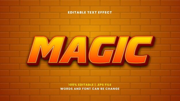 Magic editable text effect in modern 3d style