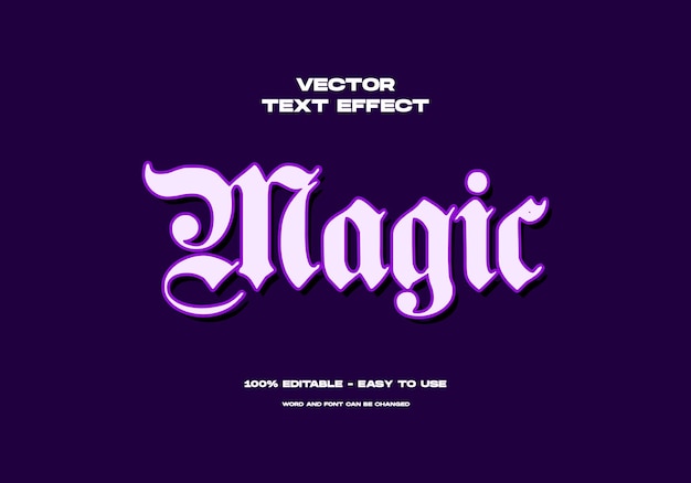 Vector magic editable text effect purple retro style