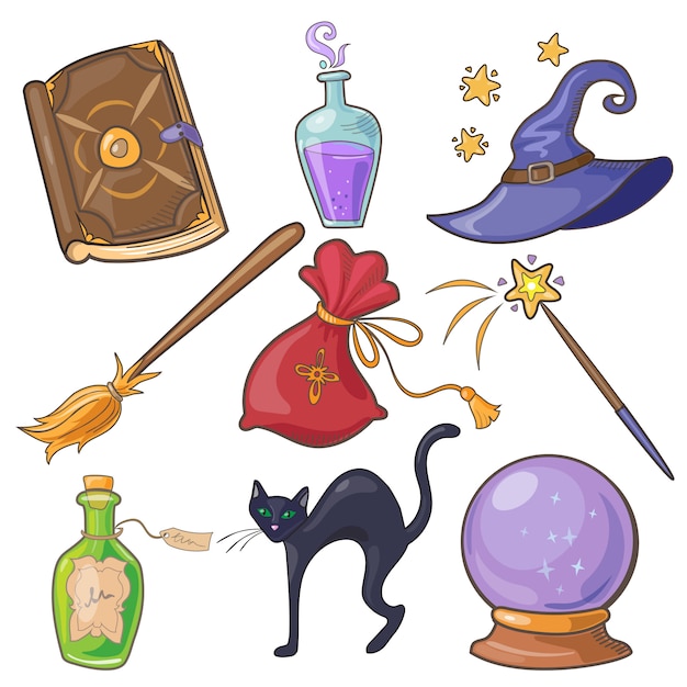 Vector magic and fairy tale illustration set