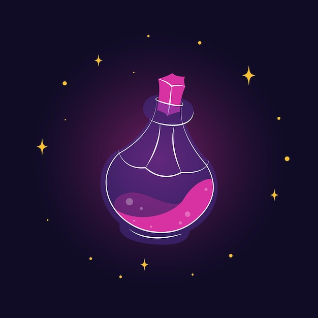 Magic flask witch bottle magic potion vector illustration elixir bottles halloween potion bottle