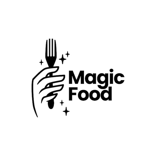 Magic food fork hand logo template