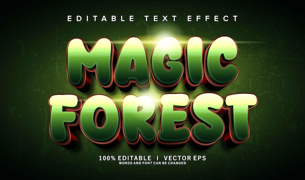 magic forest 3d vector text effect with modern style design